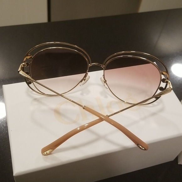 ?CHLOE? Delilah Sunglasses ~ Gold Frame Gradient Brown Lenses CE169742 New main image 13